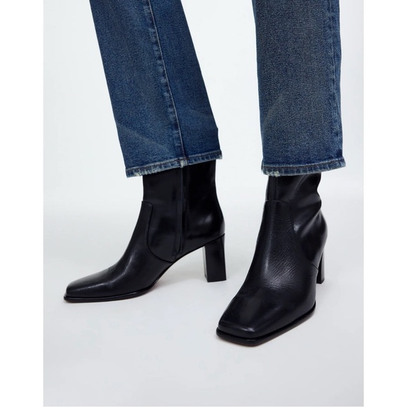 New Madewell The Zane Ankle Boot Black Leather Block Heel Square Classic US 11 - Picture 1 of 12
